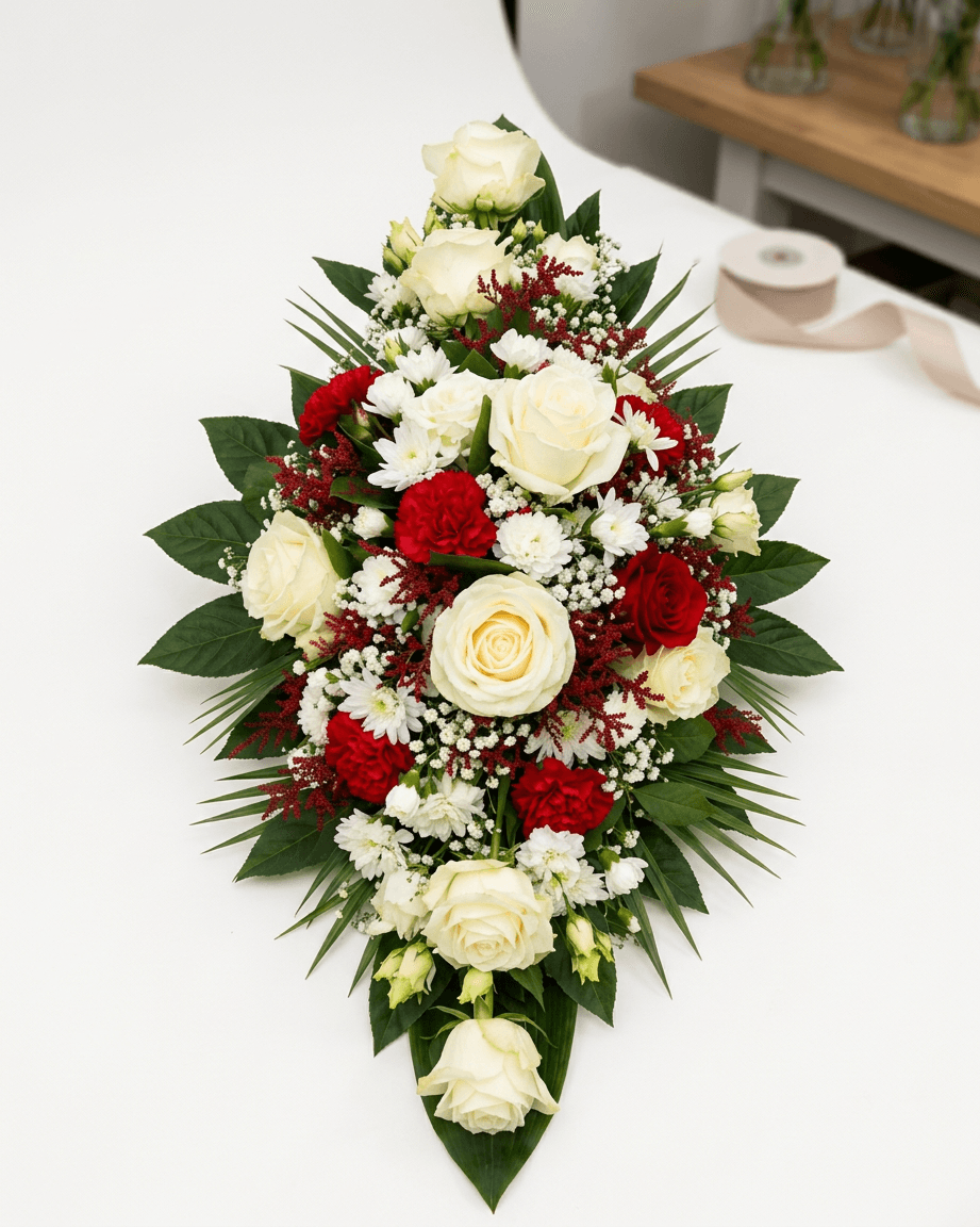 Kremowo-Czerwony floret – kwiaty na pogrzeb Trzcianka, Floragrafik